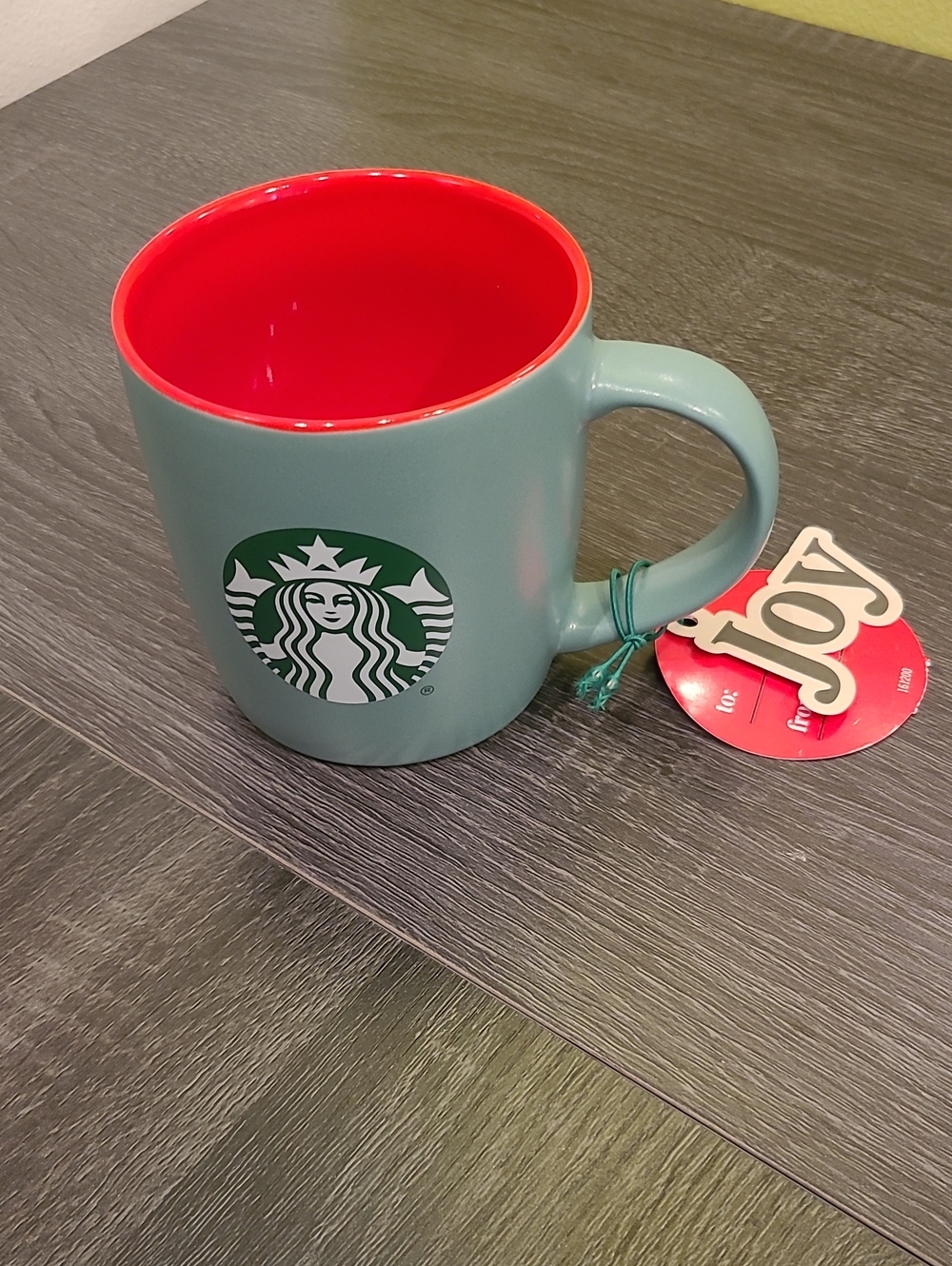 Starbucks Green Exterior with Red Interior Holiday Ceramic Mug